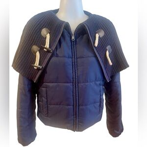 Anthropologie Daughters of Liberation Women’s Navy Puffer Cape Jacket SZ S